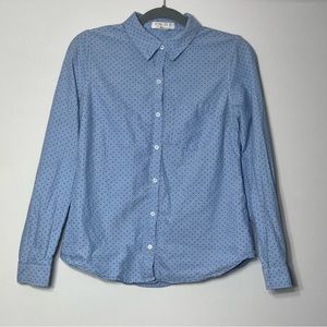 Forever 21 Essentials Women’s Medium Blue Polka Dot Button Down Shirt